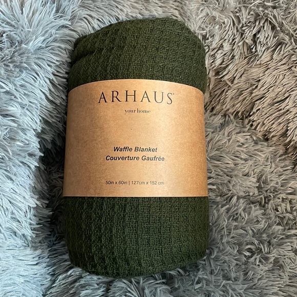 arhaus Bedding Arhaus Waffle Knit Blanket Olive Green Poshmark